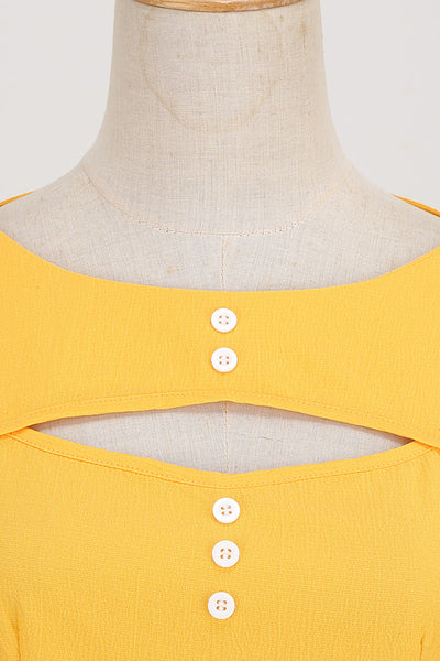 Žlté Šaty V Retro Štýle Z 50. Rokov S Kľúčovou Dierkou