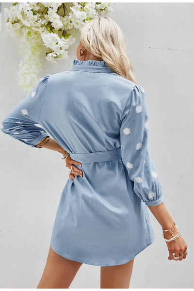 Svetlomodré Vintage Mini Šaty