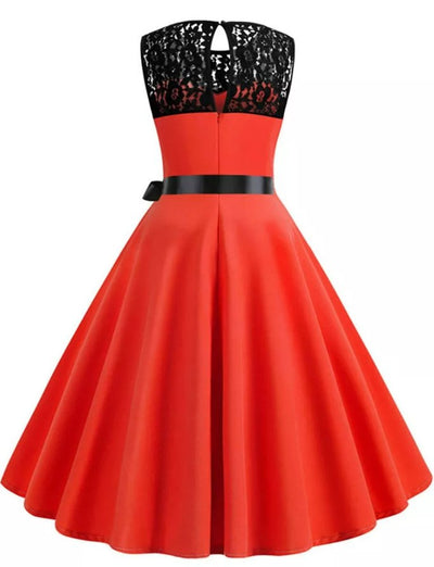 Červeno-Čierne Šaty Pin Up Z 50. Rokov