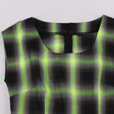 Vintage Kockované Šaty Bez Rukávov