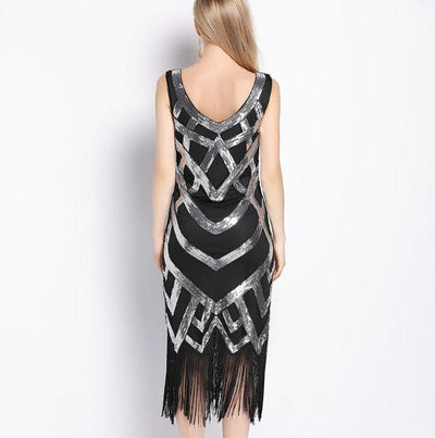 Vintage Šaty 20. Rokov Čierna Strieborná