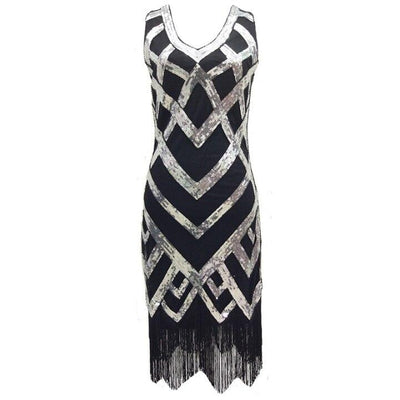 Vintage Šaty 20. Rokov Čierna Strieborná