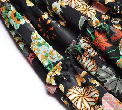 Čierne Kvetinové Šaty 40. Rokov S Vysokým Pásom