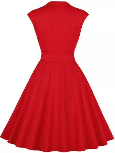 Americké Červené Bodkované Šaty Z 50. Rokov