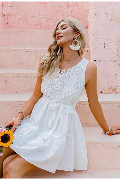 Biele Vintage Bohémske Šaty