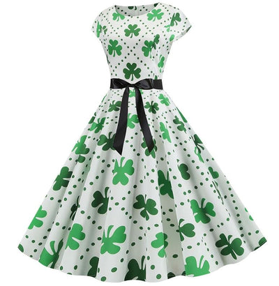 Vintage Biele Bodkované Kvetované Šaty