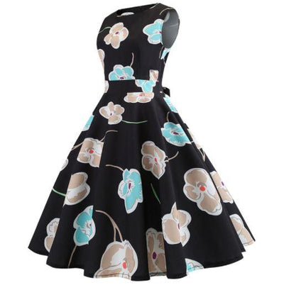 Vintage Šaty S Čiernymi Kvetmi