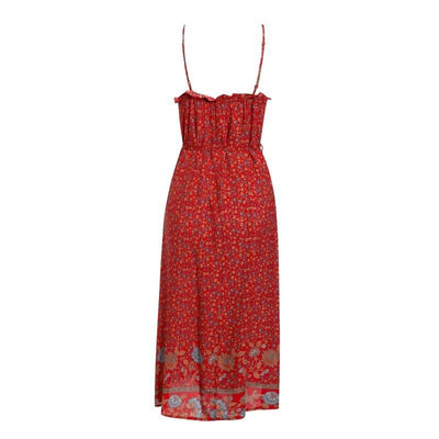 Vintage Červené Kvetinové Šaty