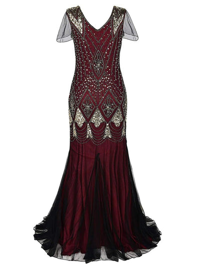 Burgundské Dlhé Šaty Gatsby Haute Couture