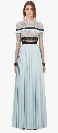 Dlhé Vintage Modré Volánikové Šaty