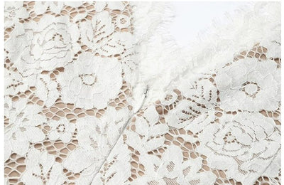 Vintage Biele Čipkované Svadobné Šaty