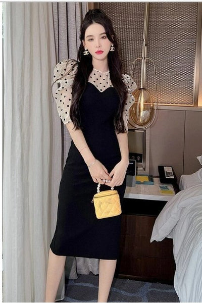 Vintage Bodkované Midi Šaty