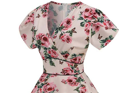 Vintage Šaty S Béžovými Kvetmi Zo 60. Rokov