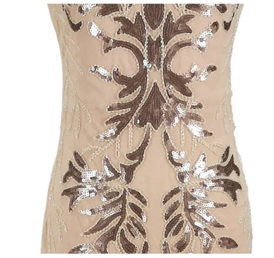 Vintage Béžové Šaty V Štýle Art Deco Z 20. Rokov