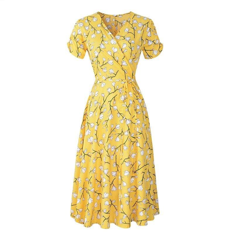 Vintage Šaty So Žltými Kvetmi Zo 40. Rokov