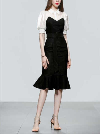 Vintage Čierne Šaty S Vysokým Pásom Zo 40. Rokov