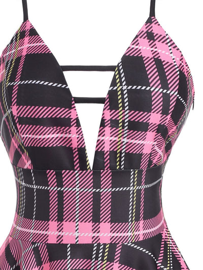 Šnurovacie Šaty Vintage Check Pink