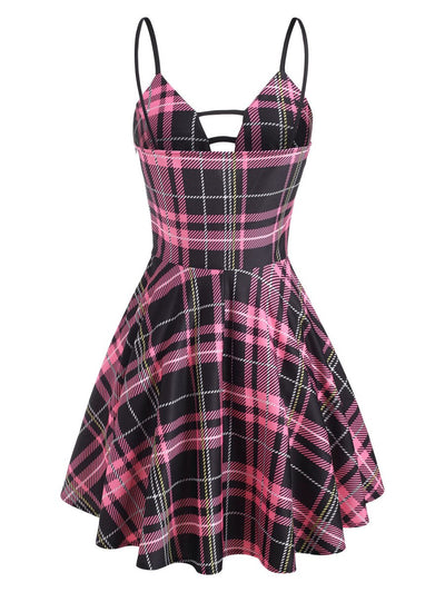 Šnurovacie Šaty Vintage Check Pink