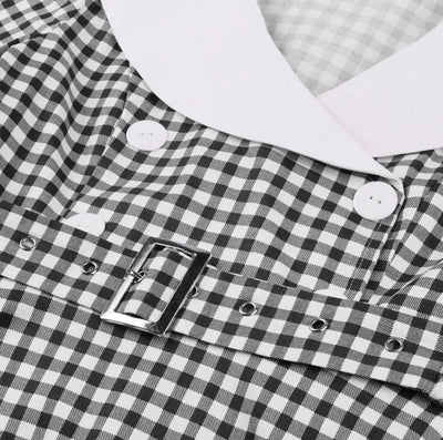 Vintage Čierne Kárované Šaty