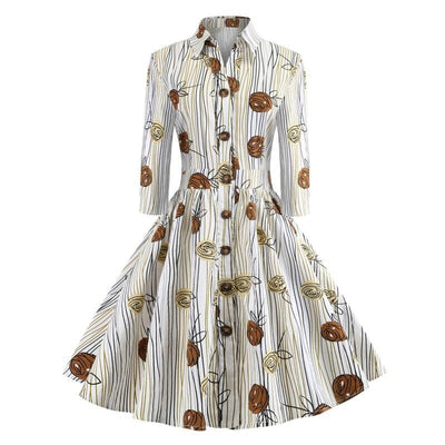 Vintage Šaty S Dlhými Rukávmi