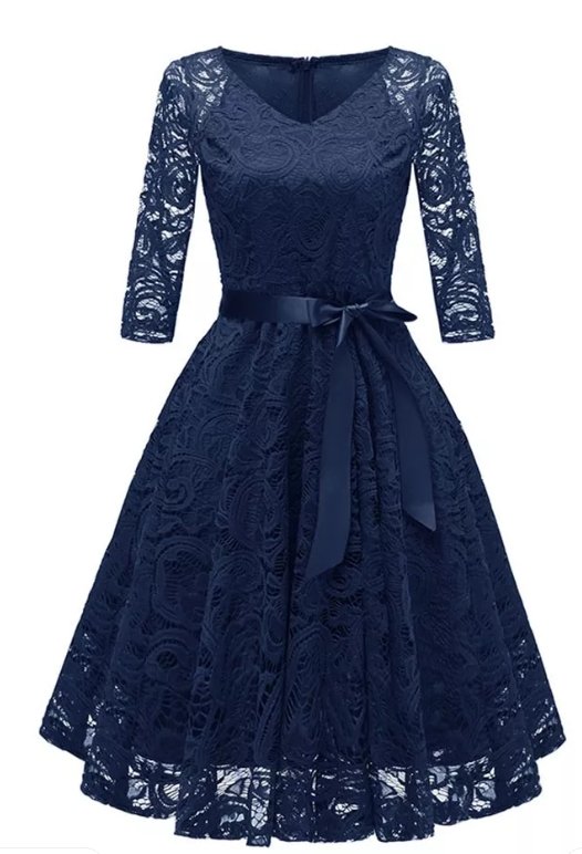 Modré Krajkové Vintage Šaty Veľkej Veľkosti