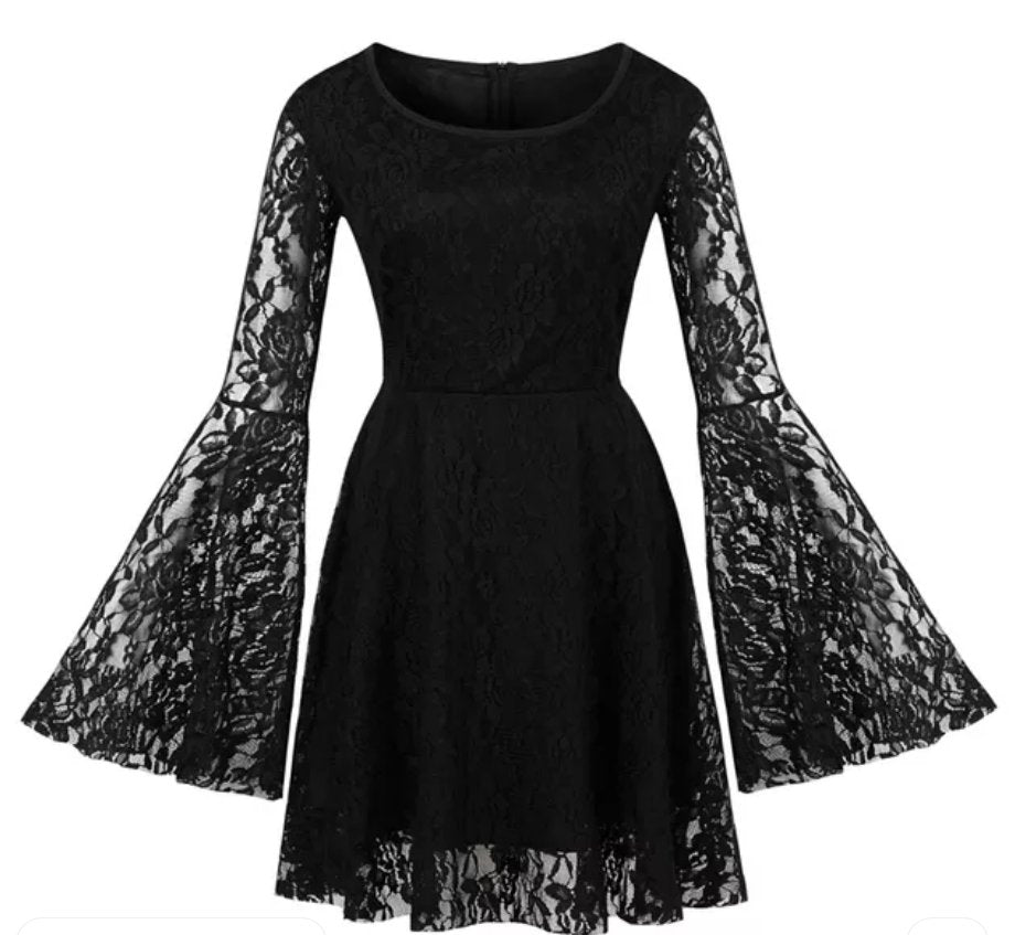 Čierne Krajkové Vintage Šaty Veľkej Veľkosti