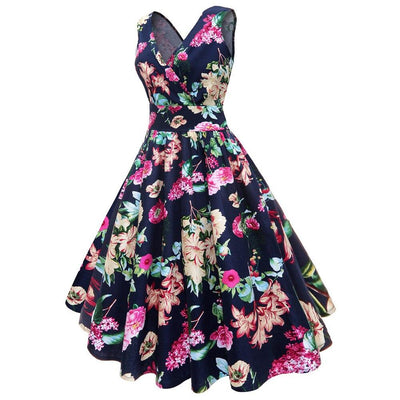 Vintage Veľké Kvetinové Šaty