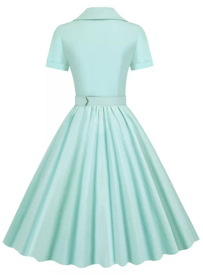 Vintage Tyrkysové Šaty S Vysokým Pásom