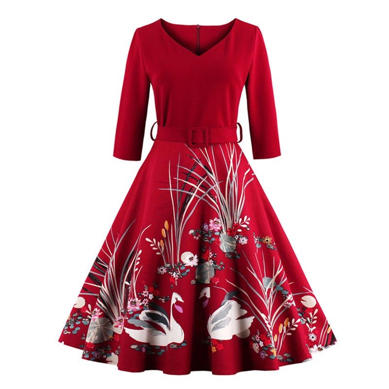 Vintage Červené Šaty S Dlhým Rukávom V Nadmernej Veľkosti