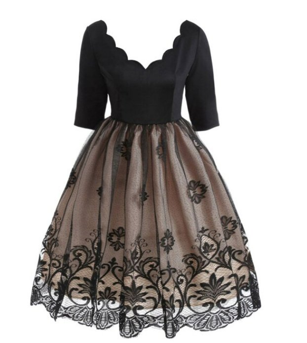 Vintage Šaty Veľkej Veľkosti S Čiernymi Flitrami