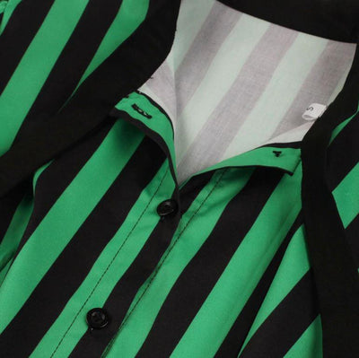 Vintage Pruhované Šaty Veľkej Veľkosti Zelené