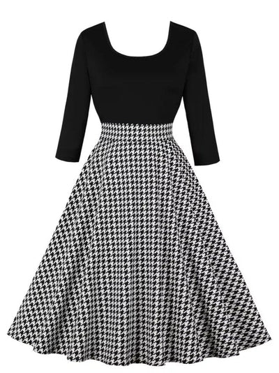 Vintage Šedé Kárované Šaty