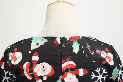 Vintage Čierne Zimné Vianočné Šaty