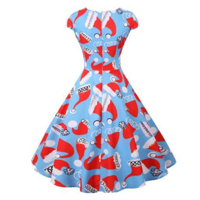 Vintage Vianočné Modré Šaty Veľkej Veľkosti