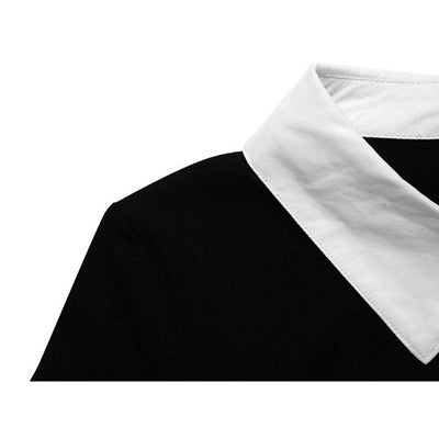 Vintage Čierne Šaty S Bielym Golierom