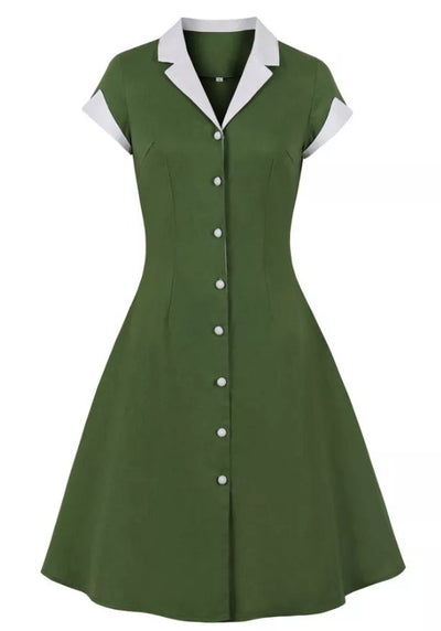 Vintage Rockabilly Dress 50s Green