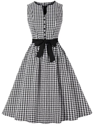 Vintage Čiernobiele Šaty Gingham