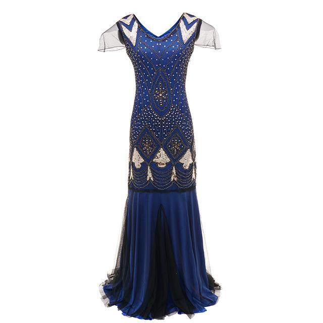 Vintage Šaty Charleston Z 20. Rokov Modré