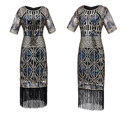 Vintage Dlhé Zlaté Šaty Gatsbyho Z 20. Rokov