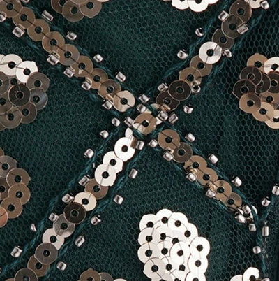 Vintage 20s Plus Size Zeleno Zlaté Šaty