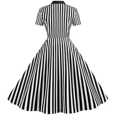 Vintage Retro Čiernobiele Šaty