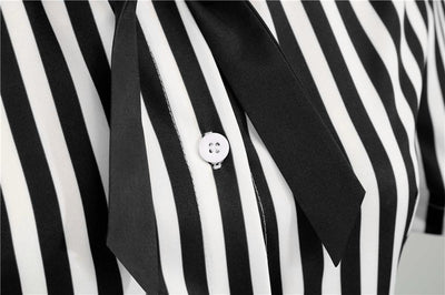 Vintage Retro Pruhované Šaty Čierne