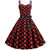 Vintage Rockabilly Šaty Čierne Červené Bodkované