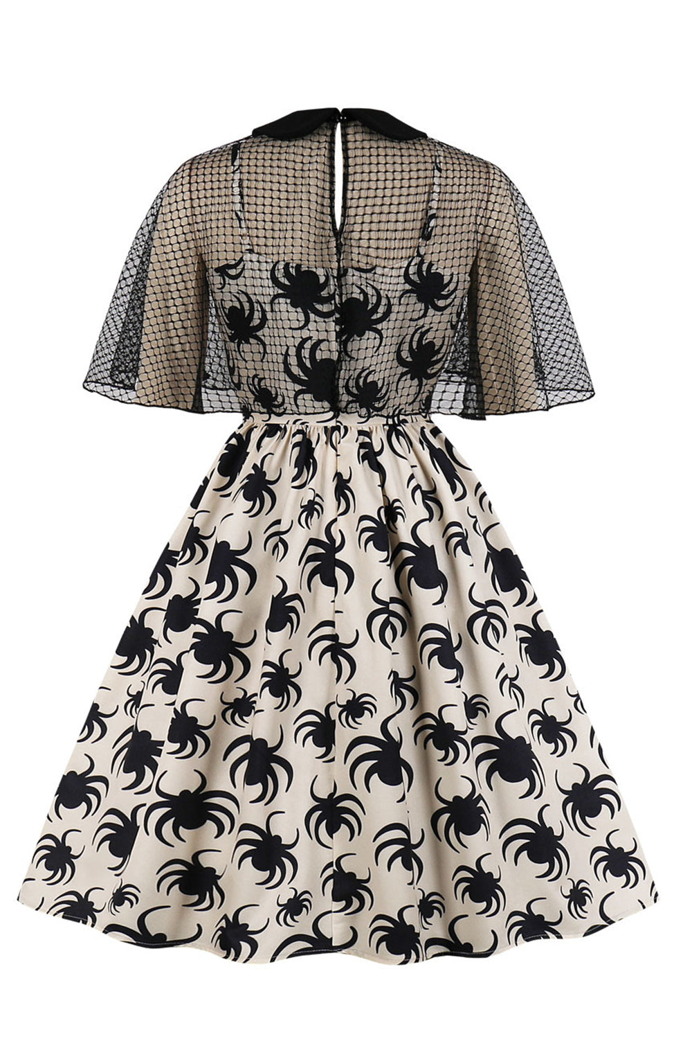 Vintage Halloweenske Šaty S Bielou Potlačou Pavúka