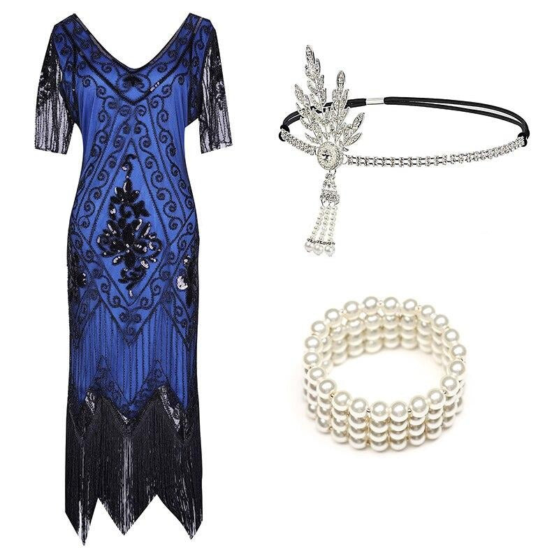 Modré Šaty Charleston Z 20. Rokov