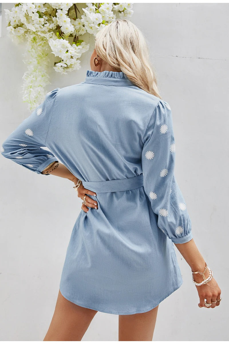 Svetlomodré Vintage Mini Šaty