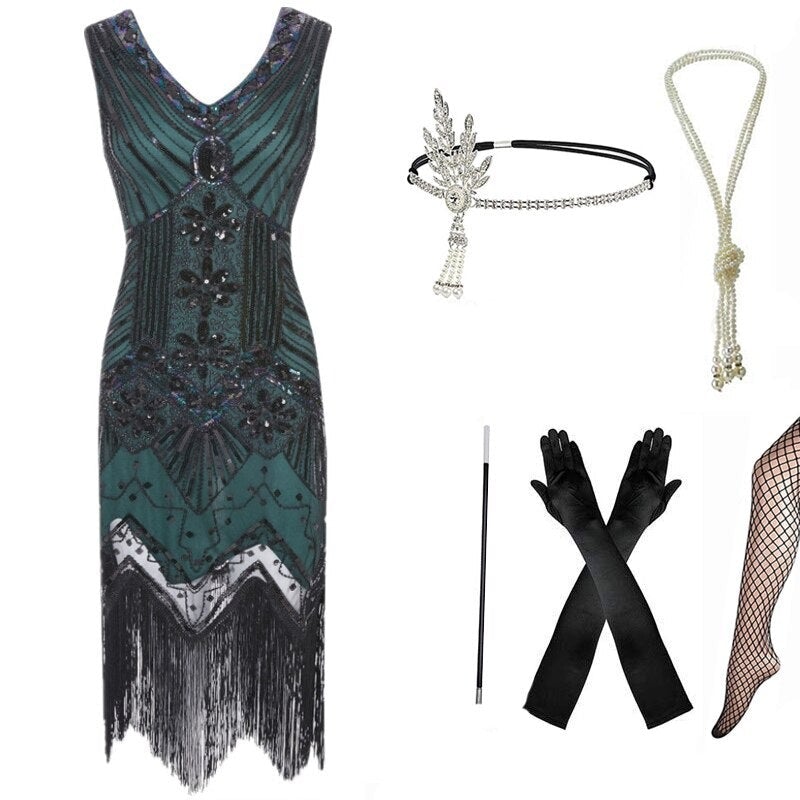 Šaty 20. Rokov Pre Zakrivené Zelené Ženy