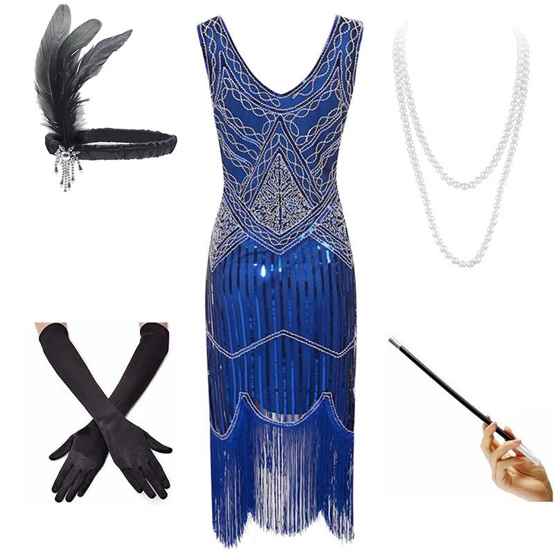 Vintage Modré Šaty Z 20. Rokov