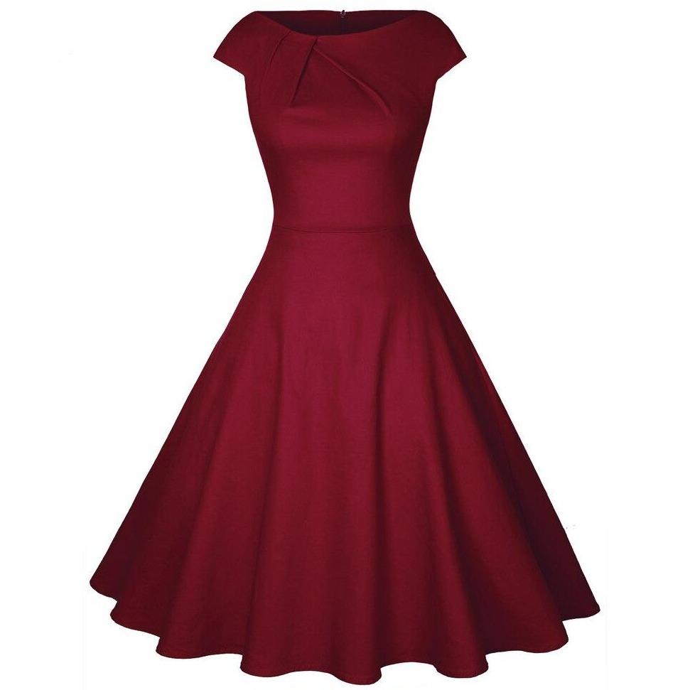 Elegantné Bordové Šaty Z 50. Rokov