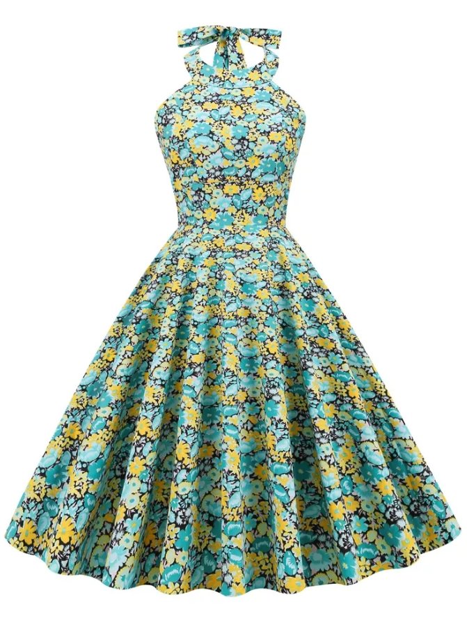 Elegantné Kvetinové Šaty Z 50. Rokov